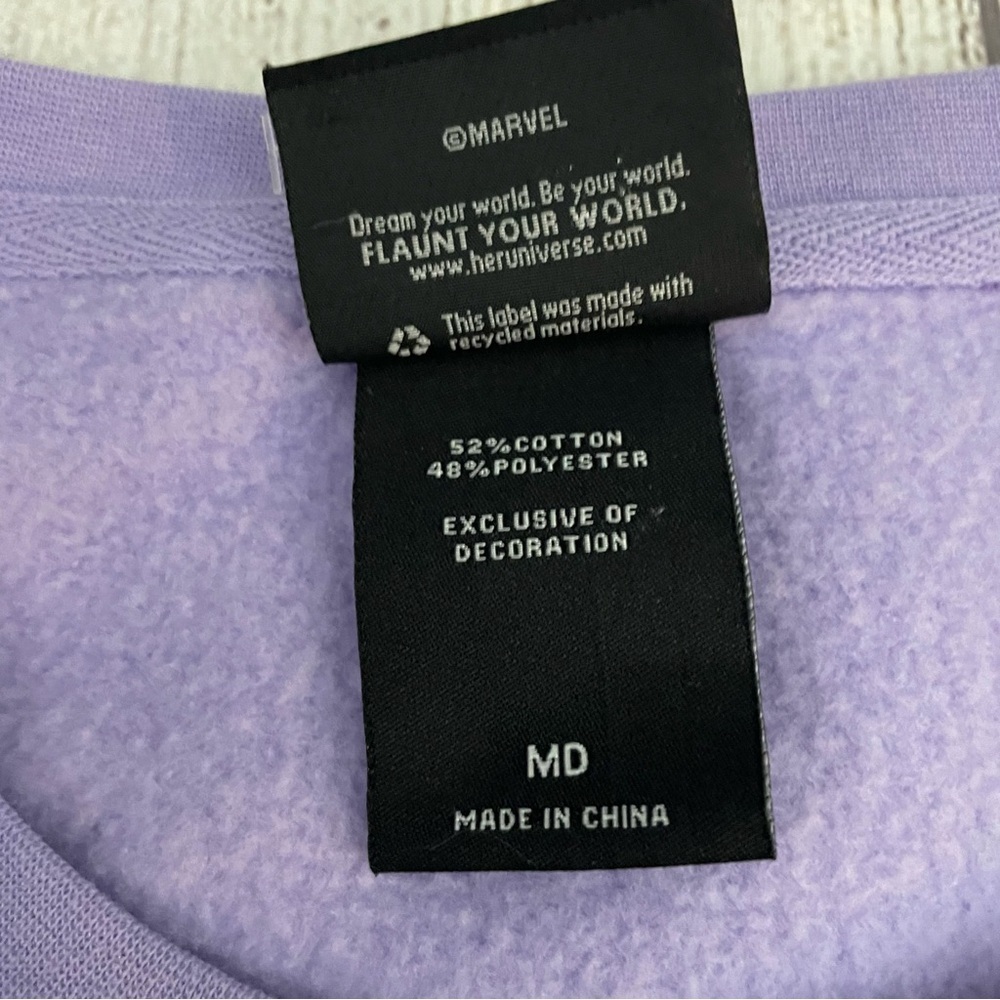 BLACK PANTHER Her Universe Women’s Purple Lavender Graphic Sweatshirt Size Med - Picture 8 of 9